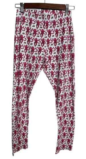 Roller Rabbit Pink Monkey Pajama Pants Womans XS 100% Pima Cotton Made in Peru thumbnail 1