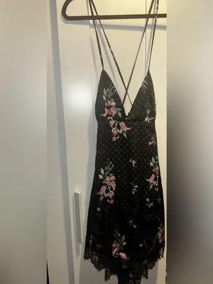 NWT FREE PEOPLE Floral Mini Slip With Lace Trim $98 MSRP thumbnail 7