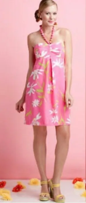 Lilly Pulitzer beaded halter neck pink print dress thumbnail 1