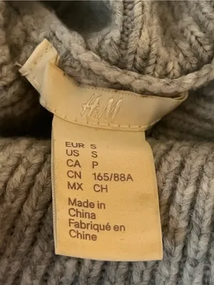 H&M Womens Small Gray Chunky Ribbed Turtleneck Oversized Sweater thumbnail 5