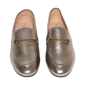 Coach Hanna Loafer Champagne and Gold Metallic Leather Shoes Size 8.5 thumbnail 1