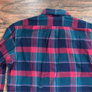 vintage • Polo Ralph Lauren 90s plaid buttondown shirt green red navy cotton thumbnail 6