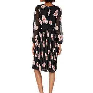 Tommy Hilfiger Women's Size 2 Floral Chiffon Dress Black Pink Floral Long Sleeve thumbnail 4