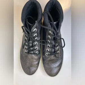 Timberland Women’s Dausette Black Silver Leather Casual Sneakers Boots Size 7‎ thumbnail 5