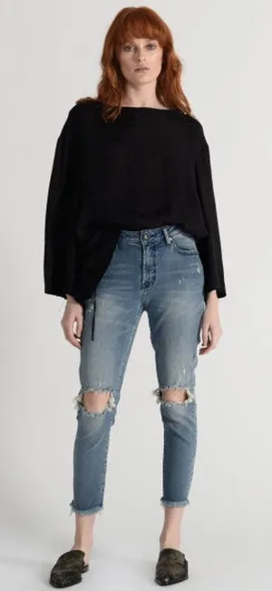 NWT One Teaspoon Sz 26 High Waist Freebirds II Cobaine Distressed Denim Jeans thumbnail 1