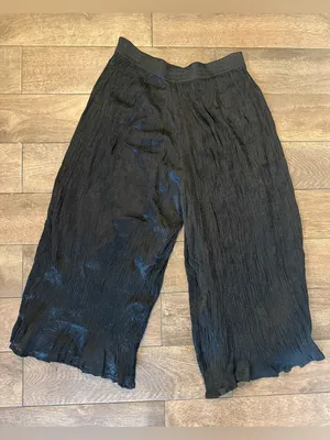 Black Crinkle‎ Wide-Leg Palazzo FlowlyPants Size Small thumbnail 1