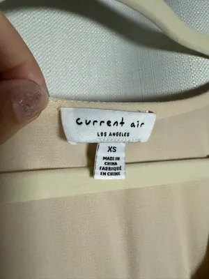 Anthropologie Current Air Blush Tan Satin Short Sleeve Surplice Blouse Size XS thumbnail 3