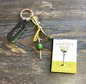 kate spade Charmed Cocktail Book Leather Bag Charm Keychain thumbnail 1