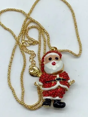 Red Crystal Santa Claus Christmas Necklace thumbnail 6