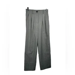 Primark Gray Pinstripe Pleated Wide Leg Trousers Dress Pants Size 2 thumbnail 2