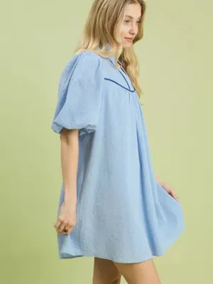 Umgee Seersucker Puff Sleeve Dress‎ thumbnail 2