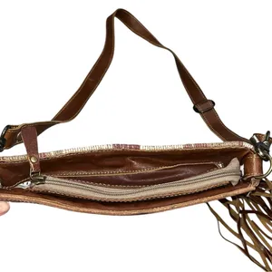 Myra Bag Brown Hand Tooled Tassels Crossbody Handbag Clutch Purse thumbnail 8