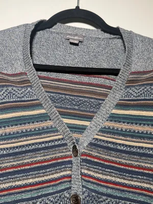 Eddie Bauer Multicolor Striped V-Neck Cardigan Sweater Womens Medium thumbnail 2