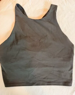 Athleta Conscious Crop Longline Sports Bra Dark Charcoal Size Small thumbnail 1