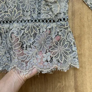 Storia Women's Blue And‎ Tan Floral Lace Prairie Top Size M thumbnail 5