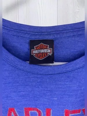 HARLEY DAVIDSON Vintage Royal Blue Heather Graphic T-Shirt | Red Spellout Logo thumbnail 5