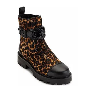Karl Lagerfeld Paris Women Animal Print Maeva Buckled Combat Booties Size 6.5 thumbnail 2