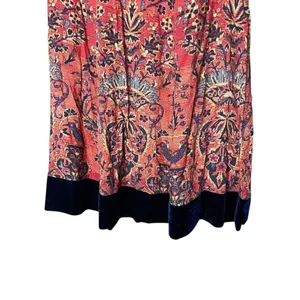 Soft Surroundings Women’s Skirt Orange Midi Boho Baroque‎ Velvet Hem SIze L thumbnail 3