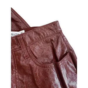 Abercrombie 90s Straight Vegan Leather Pants Womens 4 Red Brown Ultra High Rise thumbnail 8