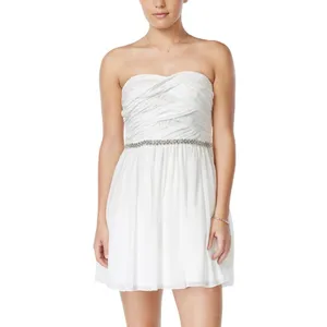 City Studios Juniors Embellished Pleated-Bodice Party Dress White 9 thumbnail 8