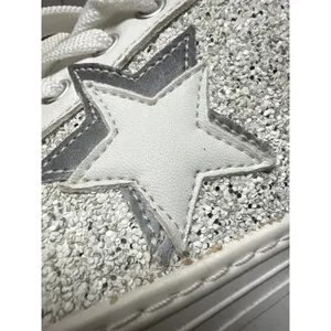 Steve Madden Womens White 2 Star Glitter Low Top Platform Sneakers Shoes Size 41 thumbnail 5