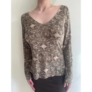 Axcess Brown Paisley Vintage Long Sleeve Top thumbnail 7