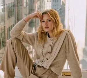 Sézane NWT Rebecca cardigan beige SZS bust 32 thumbnail 1