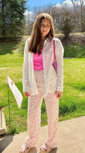 Blue Blush Floral Wide Leg Bottoms thumbnail 2