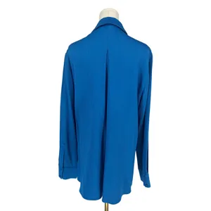 Kobi Halperin Bella Ocean Blue Satin Oversized Button Down Shirt Size M thumbnail 13