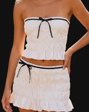 prettylittlething tube top mini skirt set thumbnail 1