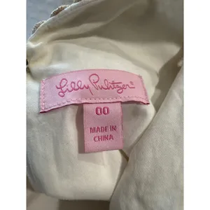 Lilly Pulitzer White Seersucker‎ Gold Soutache V-Neck Shift Dress Size 00 thumbnail 6