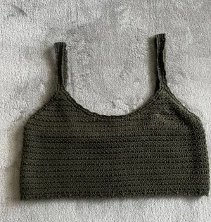 Aerie Olive Green Cotton Crop Top thumbnail 1