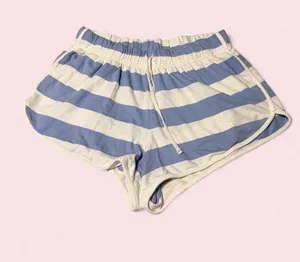 aerie Blue and white Striped poolside Terry Lounge Shorts thumbnail 1