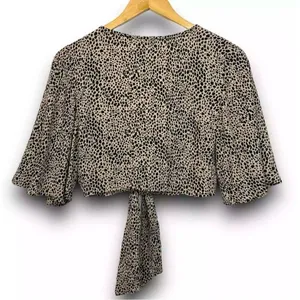 NWT Womens American Eagle Tie Front Animal Print Leopard Shrug Top - Sz S thumbnail 2