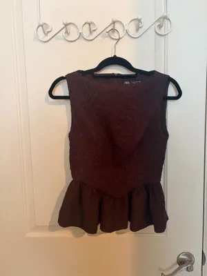burgundy/brown peplum Zara top thumbnail 2