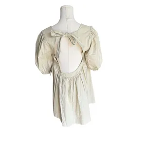 Tularosa - NWT Sydney Mini Sandstone Linen Blend Puff Sleeve Open Back Tie Sz M thumbnail 5