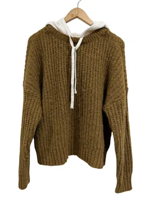 OFFLINE by Aerie Women Brown Chunky Knit Hooded Sweater Size M 9798599940 thumbnail 1
