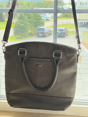 Black Textured Crossbody Satchel Bag with Top Handles thumbnail 2