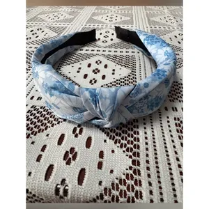 3PC Light Blue Knotted Headband Set - Daisies, Ribbed & Floral thumbnail 5