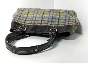 Coach Penelope Tattersall Colorful Plaid Wool Shoulder Bag Purse thumbnail 7