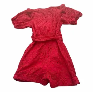 NEW Farm Rio Eyelet Beaded Belt Romper Red Short Sleve Broderie anglaise cotton thumbnail 8