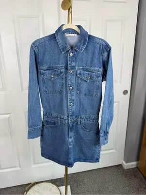 Abercrombie & Fitch XS Denim Mini Shirt Dress Cotton Lyocell Button Front thumbnail 2