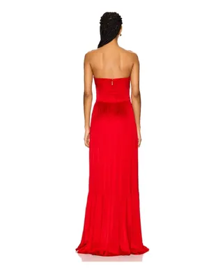 Lovers + Friends Brylee Strapless Red Gown thumbnail 3