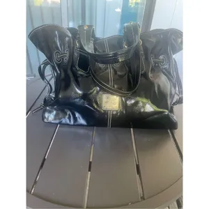 Dooney & Bourke Medium Chiara Patent Leather Drawstring Satchel Bag Black thumbnail 9