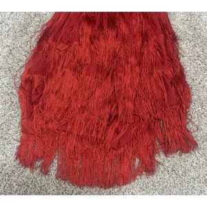 Sexy Red Flapper Fringe Halter Romper 1920s Gatsby Tiered Charleston Cocktail S thumbnail 4