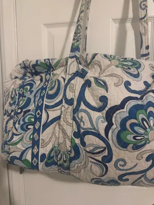 Vera Bradley Quilted Mediterranean Cotton XL Duffle Bag Zip Closure with Strap thumbnail 2