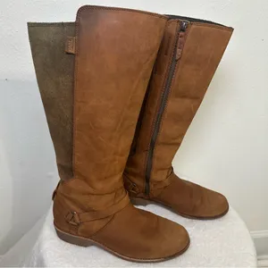 Teva De La Vina Dos Tall Bison Waterproof Leather Brown Over the Knee Boots SZ 9 thumbnail 4