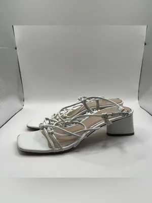 PAIGE Gianna Square Toe Strappy Block Heel Sandals size 7 white leather thumbnail 2