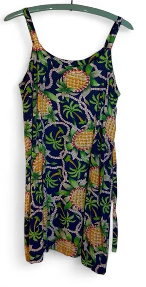 Mango Moon Tropical Pineapple Sun Dress Size Large thumbnail 1