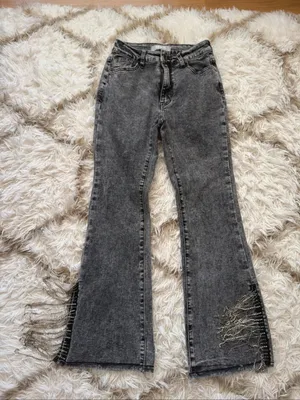 Blue B Rhinestone High Rise Cropped Flare Jeans in washed black XS/25 thumbnail 8